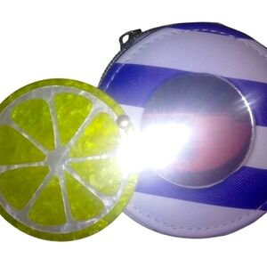 Striped Lemon Design Small Jewelry Box With Hidden Mirror On Lid